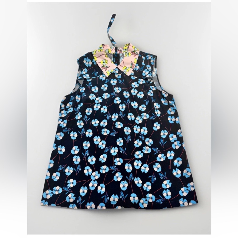 Sonia Rykiel Pansy Floral Collared Sleeveless Blouse In Black Womens Sz 40/M